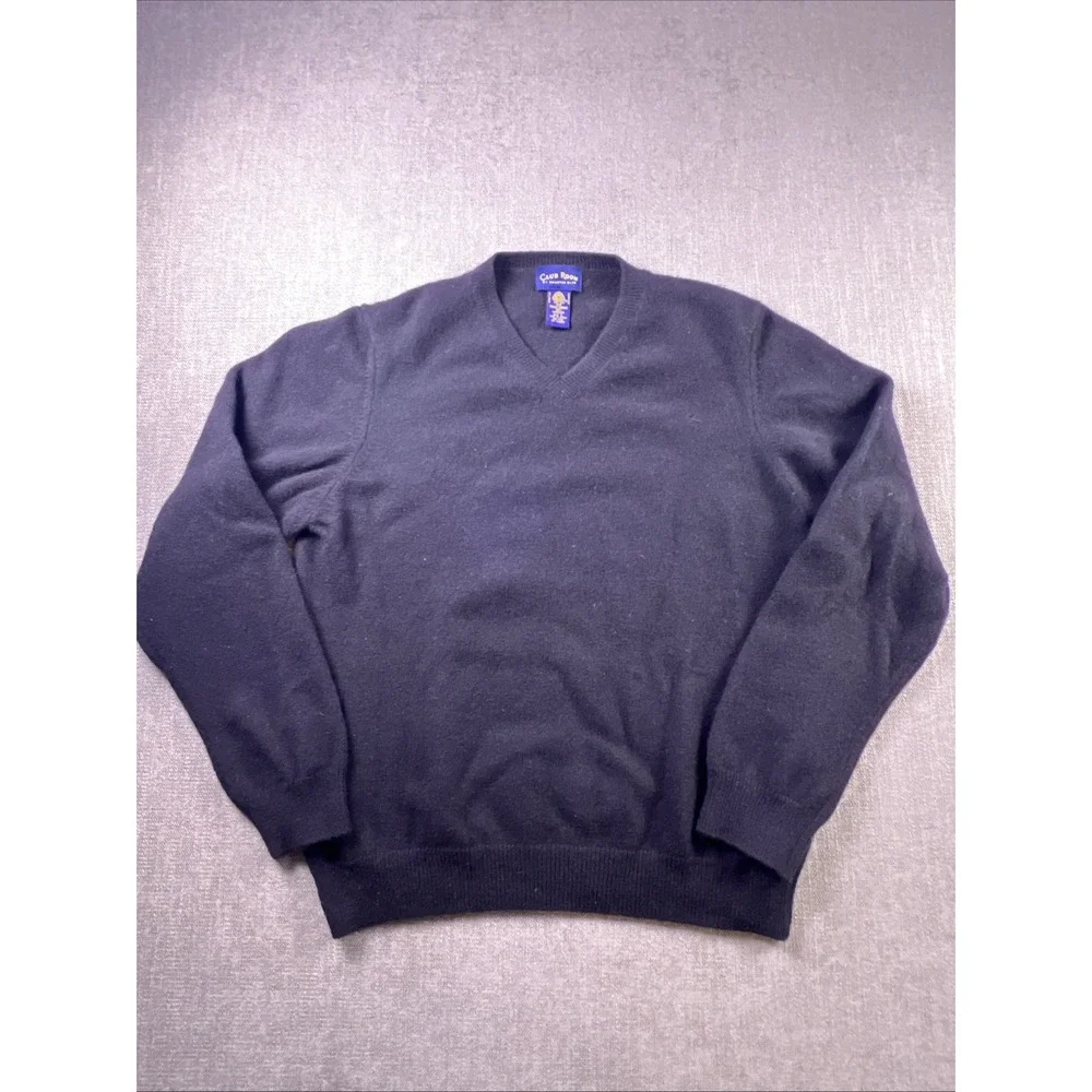 Club Room Lambswool Sweater Men L‎ Black V Neck Dad Teacher Casual Preppy